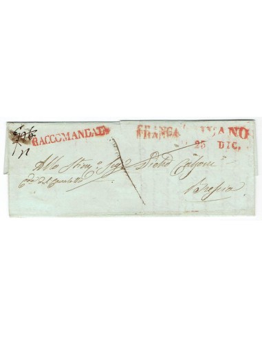 FA0836-105. PREFILATELIA DE ITALIA. 1847, 22 de diciembre. Carta circulada de Milan a Brescia