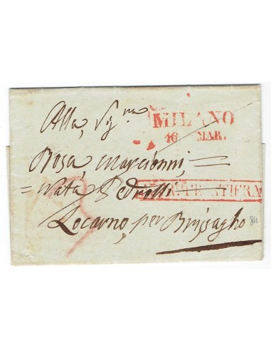 FA0836-106. PREFILATELIA DE ITALIA. 1842, 16 de marzo. Carta circulada de Milan a Locarno