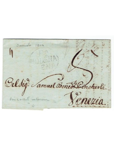 FA0836-112. PREFILATELIA DE ITALIA. 1804, 2 de enero. Carta circulada de Sassuolo a Venecia