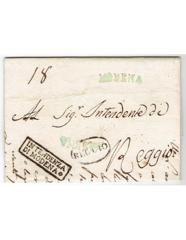 FA0836-113. PREFILATELIA DE ITALIA. 1807, 23 de marzo. Carta circulada de Modena a Reggio