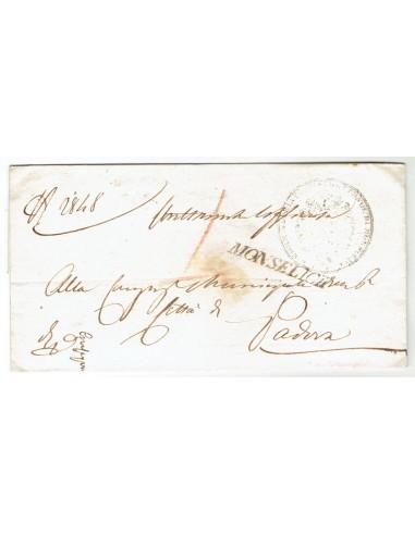 FA0836-115. PREFILATELIA DE ITALIA. 1836. Envuelta de carta circulada de Monselice a Padova
