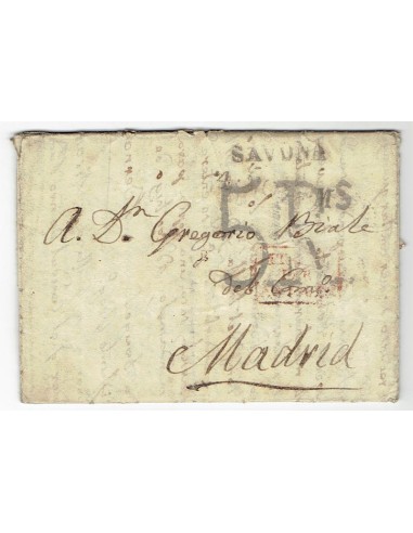 FA0836-117. PREFILATELIA DE ITALIA. 1822, 4 de noviembre. Carta circulada de Savona a Madrid