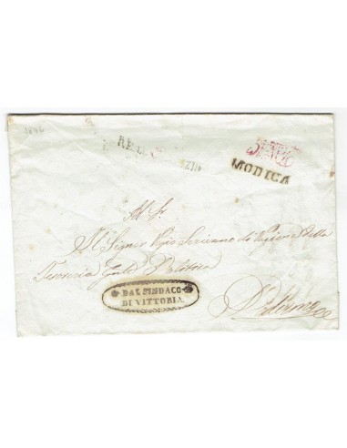 FA0836-120. PREFILATELIA DE ITALIA. 1846. Carta circulada de Modica a Palermo