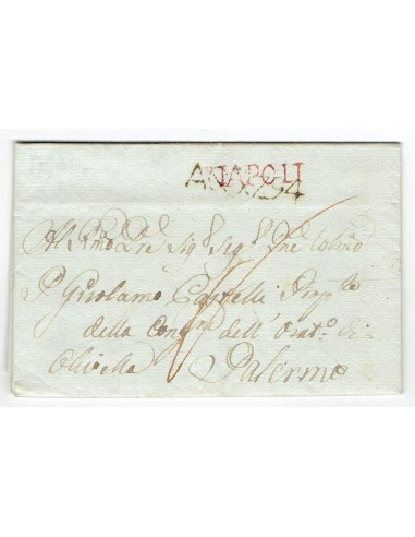 FA0836-121. PREFILATELIA DE ITALIA. 1784, 10 de agosto. Carta circulada de Napoles a Palermo