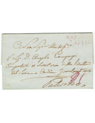 FA0836-124. PREFILATELIA DE ITALIA. 1818, 2 de junio. Carta circulada de Napoles a Palermo