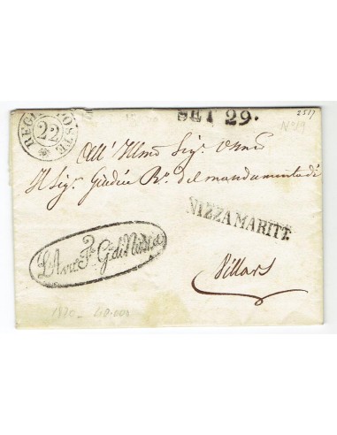 FA0836-127. PREFILATELIA DE ITALIA. 1820, 29 de septiembre. Carta circulada de Niza a Villars