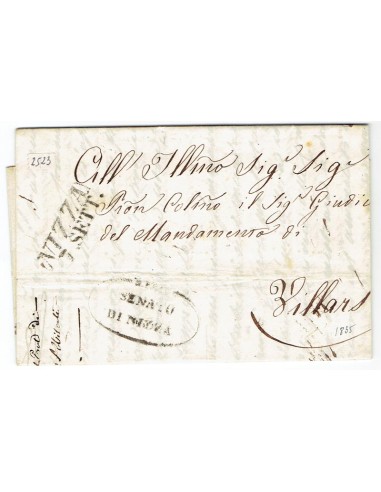 FA0836-128. PREFILATELIA DE ITALIA. 1835, 7 de septiembre. Carta circulada de Niza a Villars