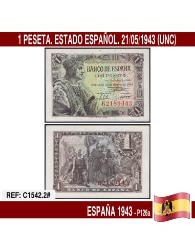 España 1943. 1 pts. Estado Español (EBC+) P126a