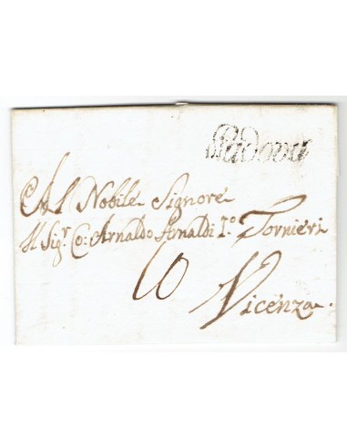 FA0836-136. PREFILATELIA DE ITALIA. 1820, 30 de junio. Carta circulada de Padova a Vicenza