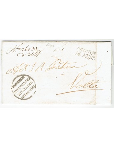 FA0836-140. PREFILATELIA DE ITALIA. 1837, 8 de febrero. Carta circulada de Padova a Volta