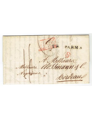 FA0836-142. PREFILATELIA DE ITALIA. 1835, 19 de mayo. Carta circulada de Parma a Burdeos