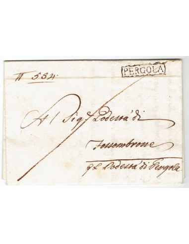 FA0836-143. PREFILATELIA DE ITALIA. 1809. Carta circulada de Pergola a Tossombrone