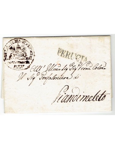FA0836-144. PREFILATELIA DE ITALIA. 1823, 25 de mayo. Carta circulada de Perugia a Piandimeleto