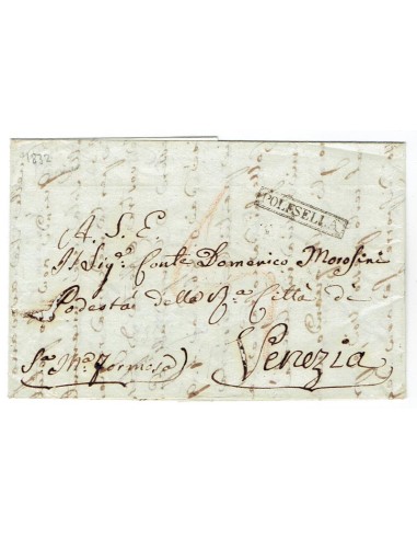 FA0836-145. PREFILATELIA DE ITALIA. 1832, 17 de septiembre. Carta circulada de Polesella a Venecia