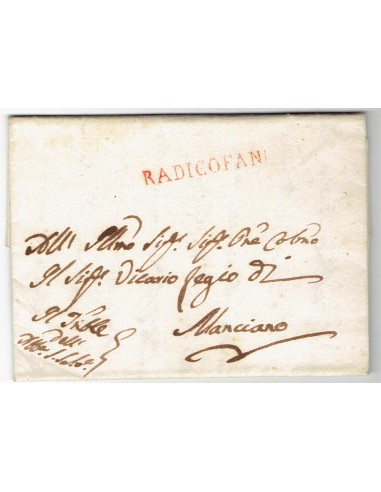 FA0836-149. PREFILATELIA DE ITALIA. 1820, 13 de enero. Carta circulada de Radicofani a Manciano