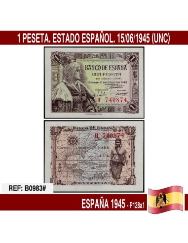 España 1945. 1 pts. Estado Español (UNC) P-128a1