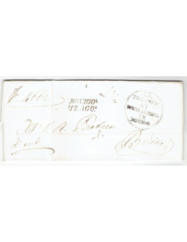 FA0836-160. PREFILATELIA DE ITALIA. 1840, 17 de agosto. Carta circulada de Rovigo a Badia