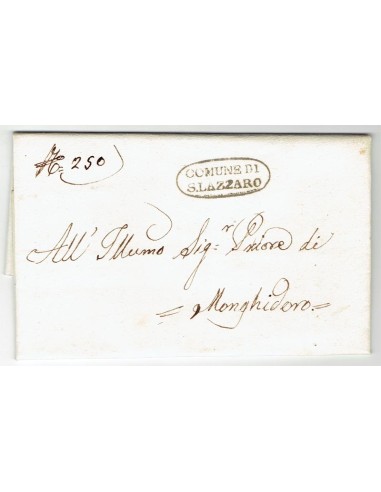FA0836-161. PREFILATELIA DE ITALIA. 1830, 25 de junio. Carta circulada de San Lazaro a Monghidoro
