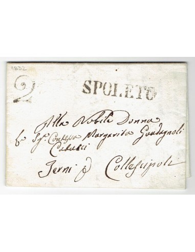 FA0836-167. PREFILATELIA DE ITALIA. 1832, mes de agosto. Carta circulada de Spoleto a Collesupoli