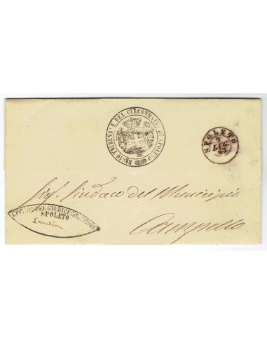 FA0836-168. PREFILATELIA DE ITALIA. 1863, 9 de julio. Carta circulada de Spoleto a Campello