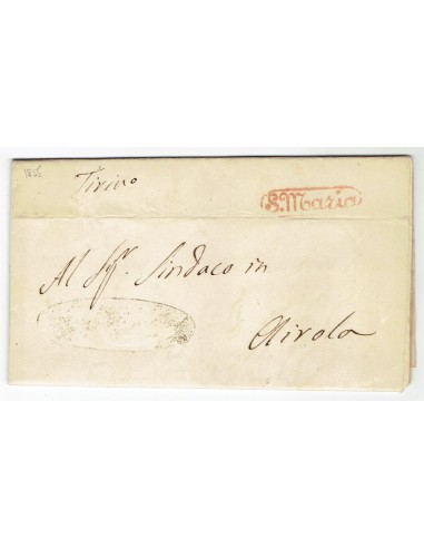 FA0836-170. PREFILATELIA DE ITALIA. 1855, 11 de agosto. Carta circulada de Santa María a Airola