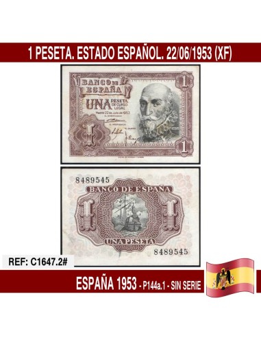 España 1953. 1 pts. Estado Español (XF) P144a.1