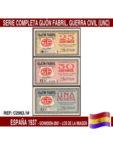 España 1937. Lote Gijón Fabril (UNC) GON2659-2661