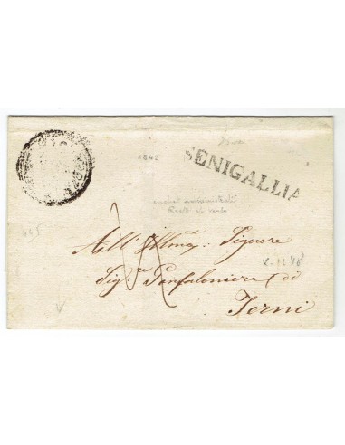 FA0836-172. PREFILATELIA DE ITALIA. 1842, 7 de febrero. Carta circulada de Senigallia a Terni