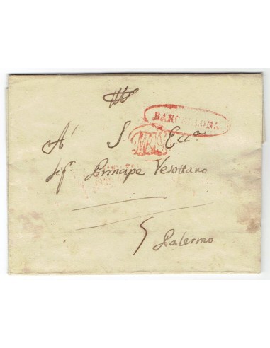 FA0836-177. PREFILATELIA DE ITALIA. 1823, 29 de agosto. Carta circulada a Palermo