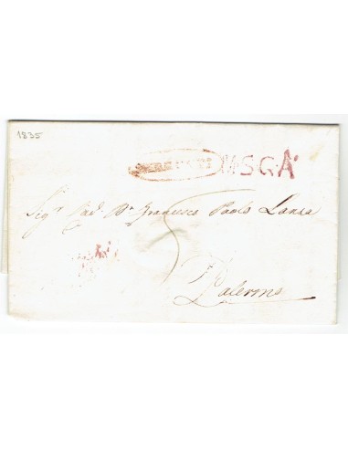 FA0836-183. PREFILATELIA DE ITALIA. 1835, 25 de abril. Carta circulada a Palermo