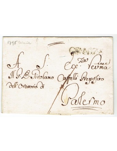 FA0836-184. PREFILATELIA DE ITALIA. 1795, mes de enero. Carta circulada a Palermo