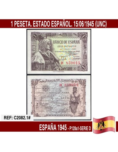España 1945. 1 pts. Estado Español (UNC) P-128a.1