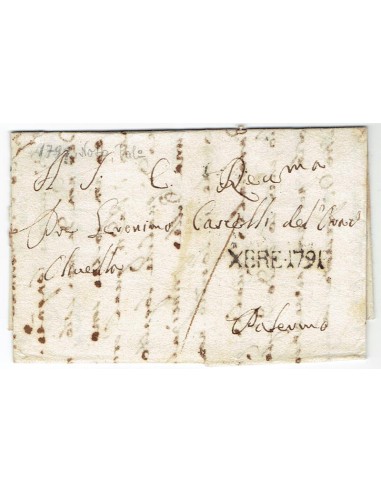 FA0836-191. PREFILATELIA DE ITALIA. 1791, mes de diciembre. Carta circulada a Palermo