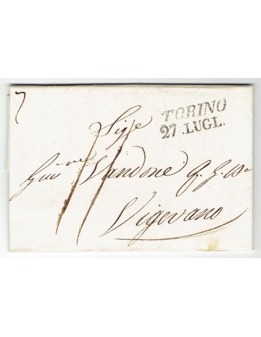 FA0836-198. PREFILATELIA DE ITALIA. 1833, 27 de julio. Carta circulada de Turin a Vigevano