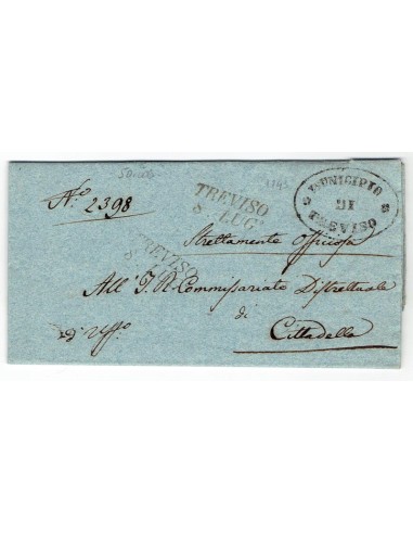 FA0836-207. PREFILATELIA DE ITALIA. 1843, 8 de julio. Carta circulada de Treviso a Cittadella