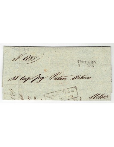 FA0836-209. PREFILATELIA DE ITALIA. 1842, 7 de mayo. Carta circulada de Tricesimo a Udine