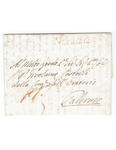 FA0836-212. PREFILATELIA DE ITALIA. 1800, 19 de abril. Carta circulada de Venecia a Palermo