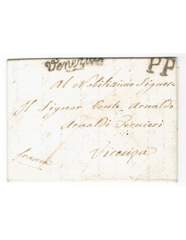 FA0836-213. PREFILATELIA DE ITALIA. 1816, 20 de agosto. Carta circulada de Venecia a Vicenza