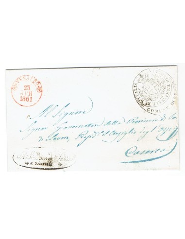 FA0836-214. PREFILATELIA DE ITALIA. 1861, 23 de abril. Carta circulada de Venafro a Caserta