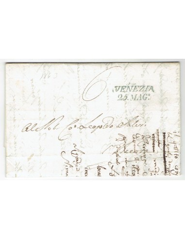 FA0836-219. PREFILATELIA DE ITALIA. 1843, 25 de mayo. Carta circulada de Venecia a Vicenza
