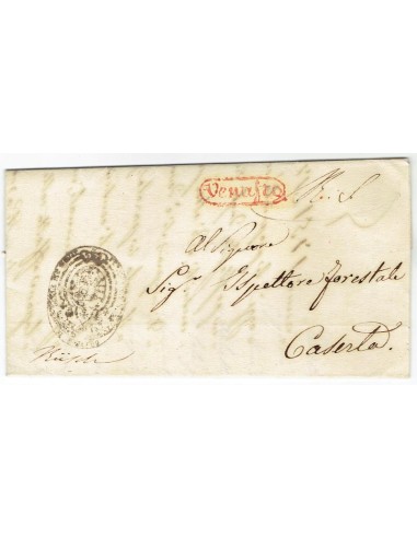 FA0836-220. PREFILATELIA DE ITALIA. 1851, 28 de mayo. Carta circulada de Venafro a Caserta