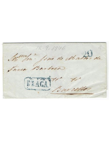 FA1175-10. PORTUGAL. 1846, 12 de septiembre. Carta circulada de Braga a Barcellos