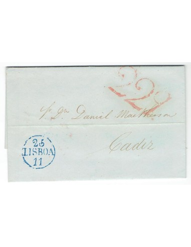 FA1175-20. PORTUGAL. 1843, 25 de noviembre. Carta circulada de Lisboa a Cádiz