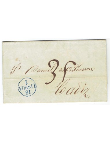 FA1175-21. PORTUGAL. 1841, 17 de enero. Carta circulada de Lisboa a Cádiz