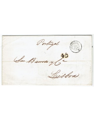 FA1175-22. PORTUGAL. 1862, 24 de abril. Carta circulada de Sevilla a Lisboa