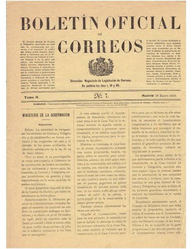 FA7821. TIMBROLOGIA. 1910, Boletin Oficial de Correos