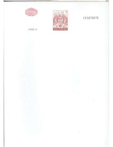 FA7823. TIMBROLOGIA. Documento en papel con timbre del Estado clase 7 para poliza de 10 pesetas