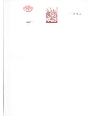 FA7825. TIMBROLOGIA. Documento en papel con timbre del Estado clase 7 para poliza de 10 pesetas