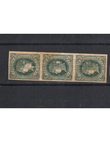 FA8739. ANTILLAS. Emisión de 1864, Tira de 3 valores de 1/2 reales de plata fuerte, NUEVOS