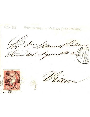 FA8408. HISTORIA POSTAL. 1859. Pamplona a Viana